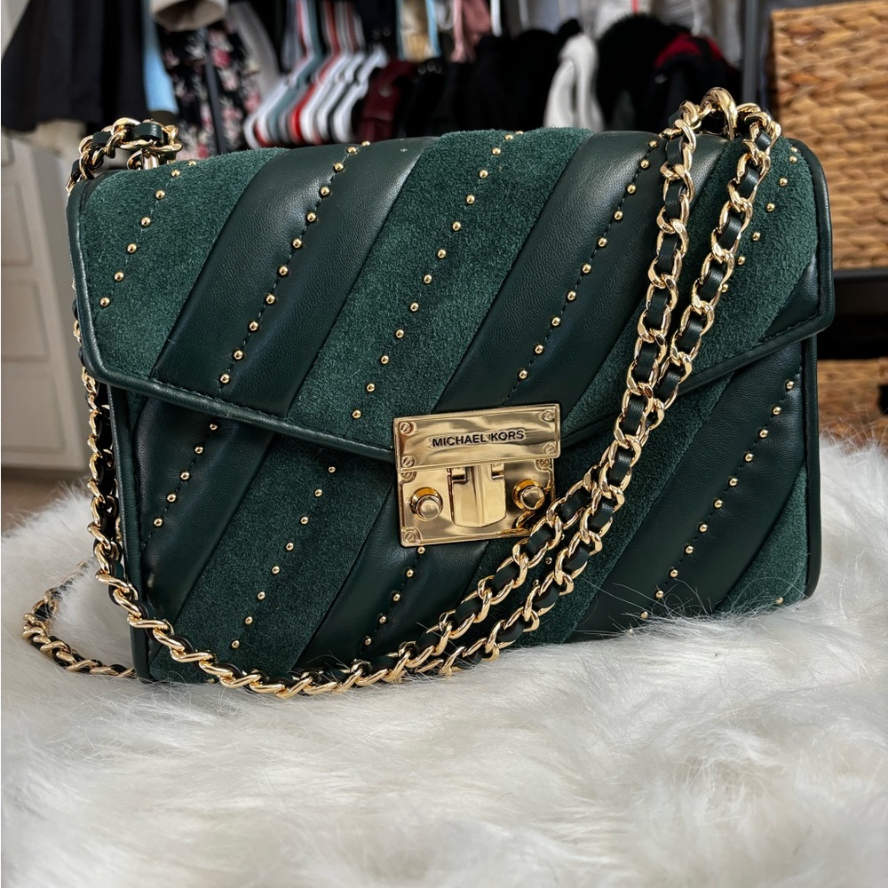 Emerald green quilted Michael kors